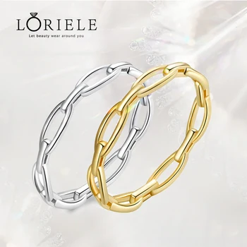 LORIELE Простое кольцо-цепочка из стерлингового серебра 925 пробы в богемном стиле с геометрическим рисунком для женщин, кольцо с простым дизайном, эффектное ювелирное изделие, подарок для вечеринки