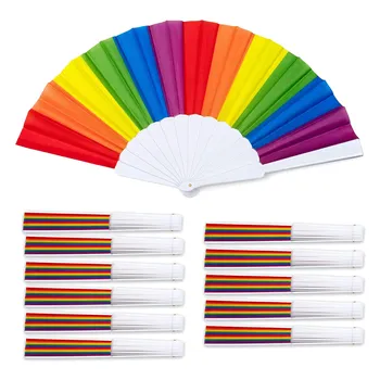Радужные веера, 12 Упаковок Вееров, Портативные складные веера Rainbow LGBTQ, Складные ручные веера для вечеринок