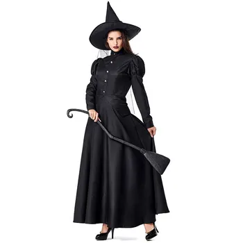 2023 Новый Женский Роскошный Костюм Злой Ведьмы На Хэллоуин, Черное платье в полный рост
