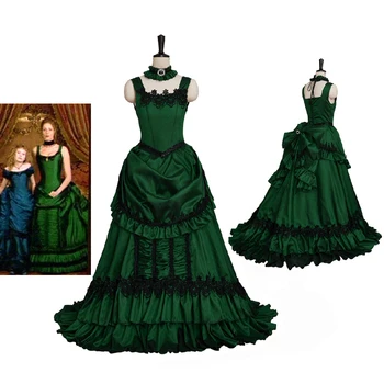 Интервью с Вампиром Косплей Мэдлин Зеленое платье без рукавов Женское Бальное платье в стиле готики и барокко на Хэллоуин