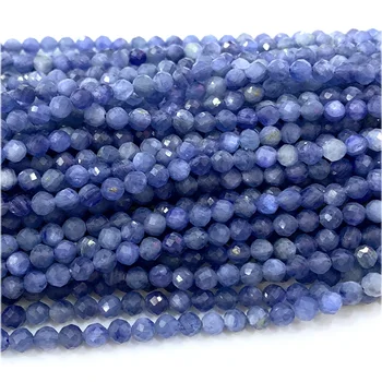 Veemake Синий Кианит, ограненные круглые Маленькие бусины Для изготовления ювелирных изделий, натуральные драгоценные камни, Кристалл, ожерелье, браслеты, серьги 