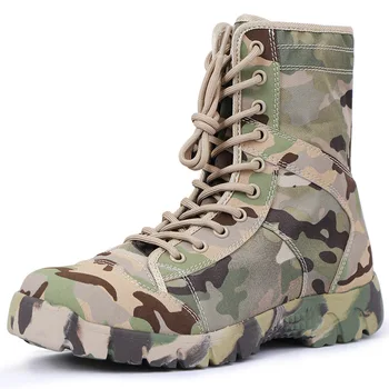 Парусиновая обувь, мужские уличные ботинки на платформе, Армейские безопасные камуфляжные ботинки, Легкая летняя мужская обувь для скалолазания с высоким берцем, дышащая