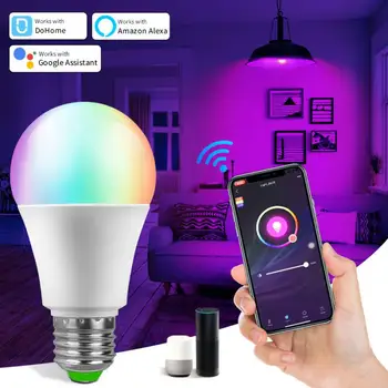 AuBess 12 Вт Wifi/Bluetooth Умная Лампа E27 Светодиодная Лампа RGBCW Красочное приложение DoHome Голосовое управление С Регулируемой Яркостью Таймер Alexa Google Home